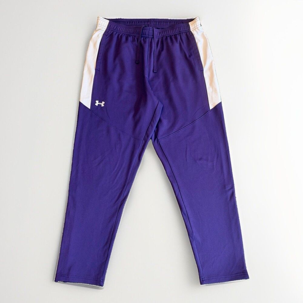 Under Armour Women’s Activewear Pants Sz LT Basketball Warm-Up Team Purple White